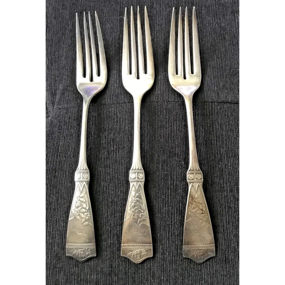 Reed & Barton Parisian‎ Flatware Silver Plate Pat 1887 Engraved Fork Set 3